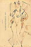 ALBERTO MANFREDI, Les conquerants, black chalk and watercolor